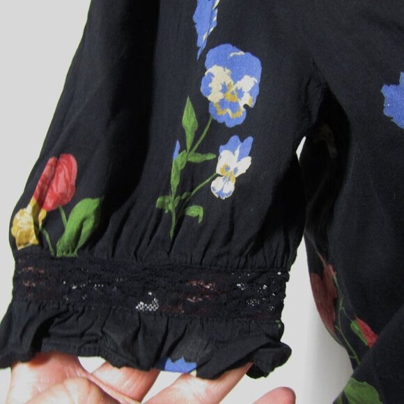 REFORMATION M Floral Night Bloom Hara Top Cottagecore Dark Romantic Witchy - Picture 5 of 11